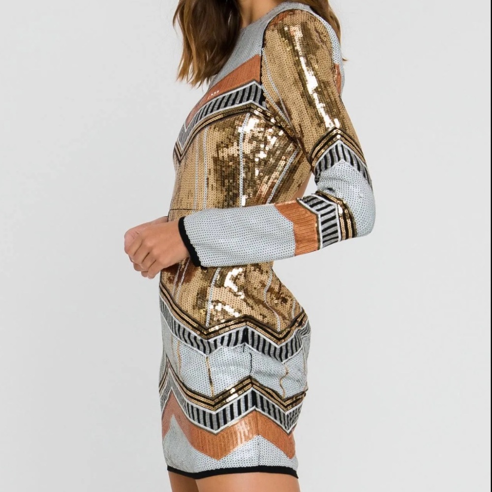 Endless Rose Sequin Backless Mini Dress Size Small Gold Black White NEW - Picture 15 of 15